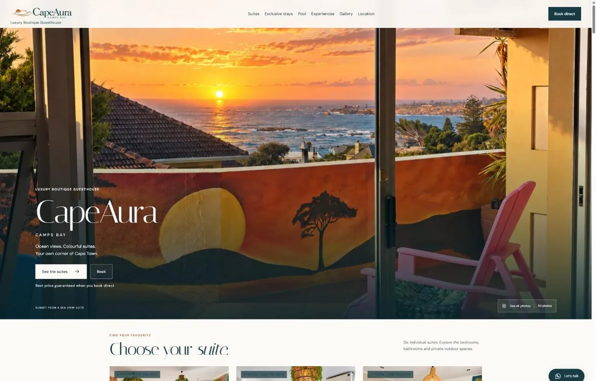 Cape Aura landing page screenshot
